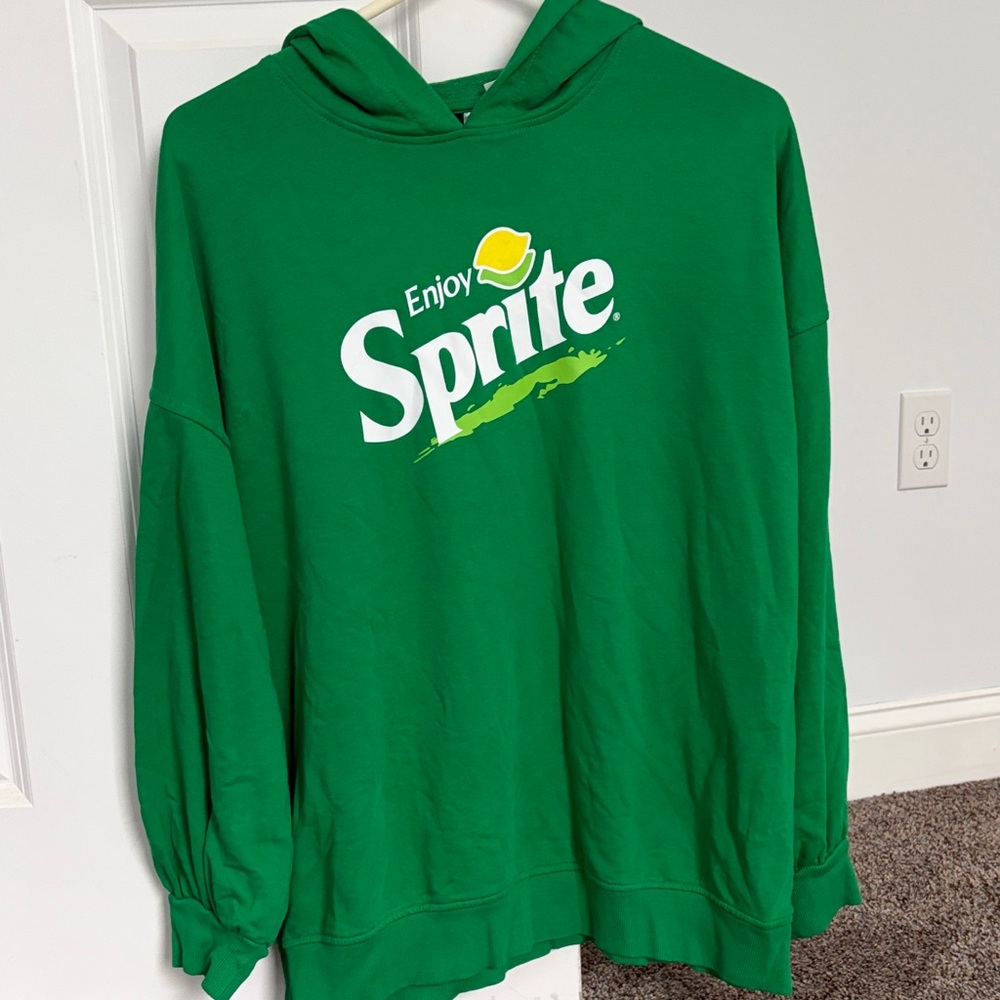 Never worn- Sprite Green Hooded Sweatshirt with White and Yellow Logo.